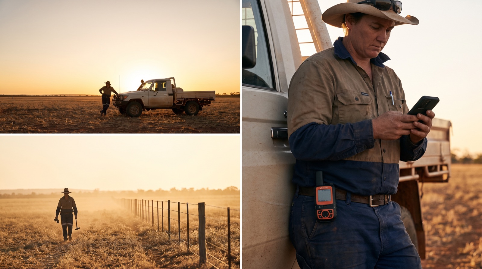 Lone worker in a remote location checking a personal safety device