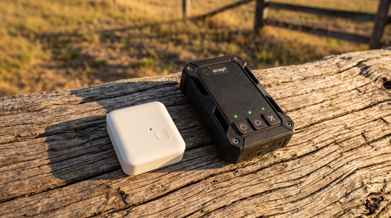 Farmer working alone in a remote paddock wearing a personal safety location device