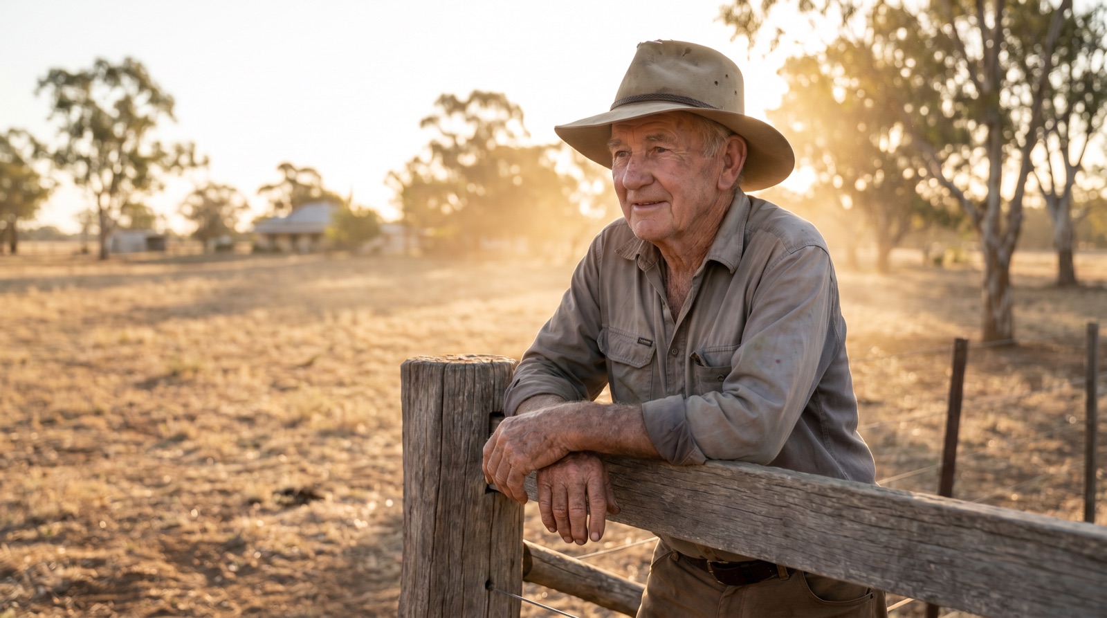 A farm worker speaking into a basic mobile phone to log a safety check-in by voice in the field