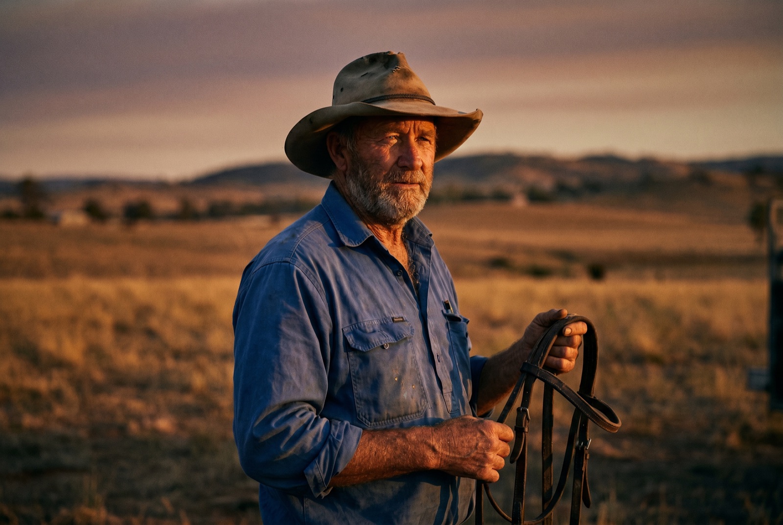 Victorian cattle and sheep farmers using an agtech app on a tablet in a green paddock