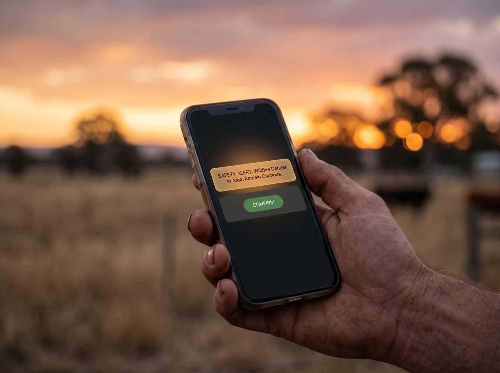Lone farm worker checking machinery alone in a remote Victorian paddock